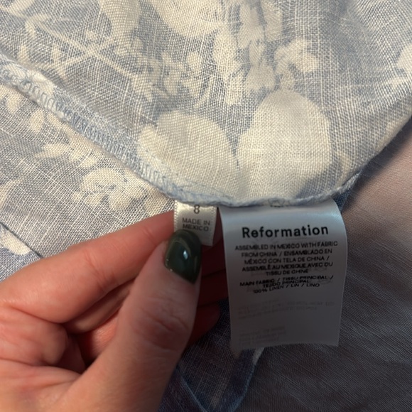 Reformation Samira Mini Dress Size 8 100% Linen Floral Halter Neck Backless - Picture 11 of 11